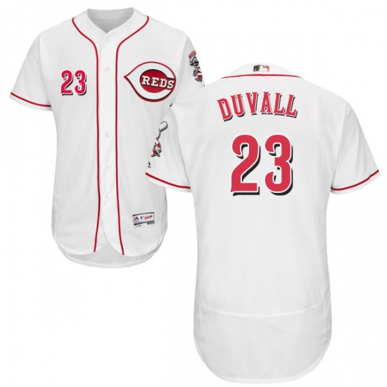 Men's Majestic Cincinnati Reds 23 Adam Duvall White Home Flex Base Authentic Collection MLB Jersey