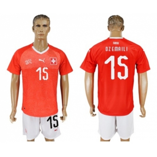 Switzerland 15 Dzemaili Red Home Soccer Country Jersey