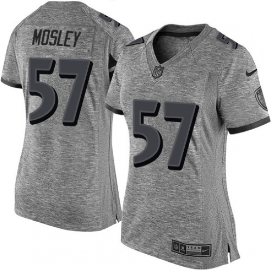 Women's Nike Baltimore Ravens 57 C.J. Mosley Limited Gray Gridiron NFL Jersey