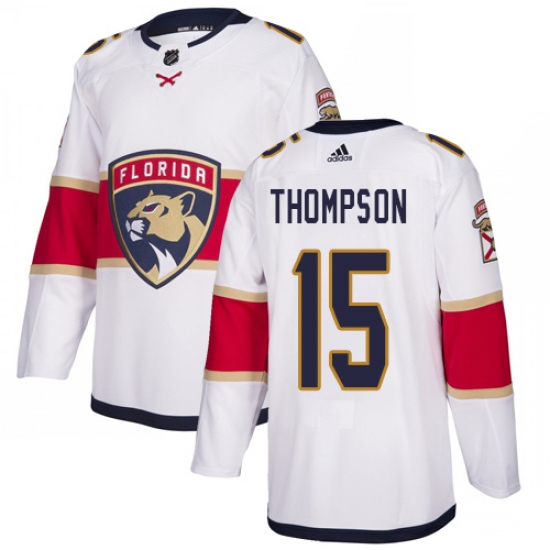 Youth Adidas Florida Panthers 15 Paul Thompson Authentic White Away NHL Jersey