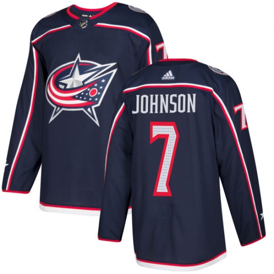 Men's Adidas Columbus Blue Jackets 7 Jack Johnson Authentic Navy Blue Home NHL Jersey