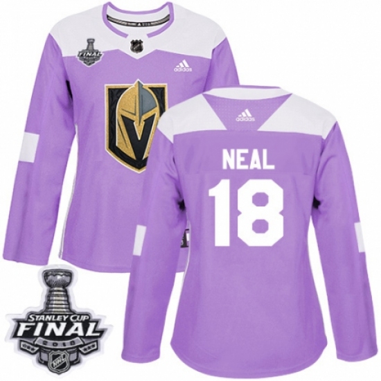 Women's Adidas Vegas Golden Knights 18 James Neal Authentic Purple Fights Cancer Practice 2018 Stanley Cup Final NHL Jersey