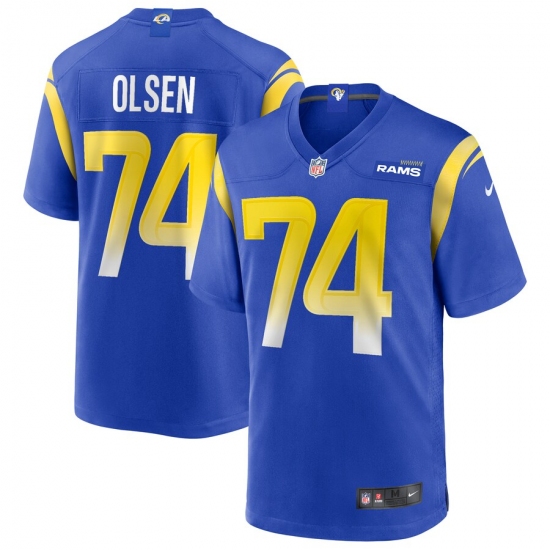 Men's Los Angeles Rams 74 Merlin Olsen Nike Royal Game Retired Player Jersey