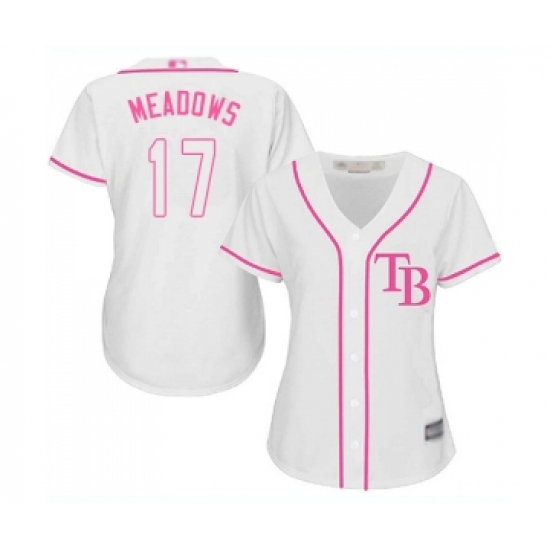 Women's Tampa Bay Rays 17 Austin Meadows Replica White Fashion Cool Base Baseball Jersey