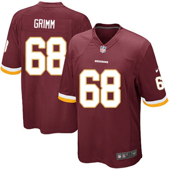 Men's Nike Washington Redskins 68 Russ Grimm Game Burgundy Red Team Color NFL Jersey