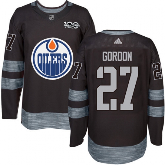 Men's Adidas Edmonton Oilers 27 Boyd Gordon Authentic Black 1917-2017 100th Anniversary NHL Jersey