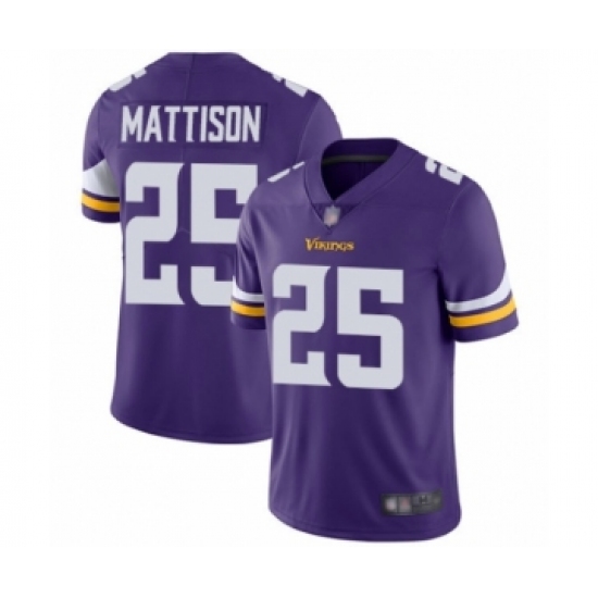 Men's Minnesota Vikings 25 Alexander Mattison Purple Team Color Vapor Untouchable Limited Player Football Jersey