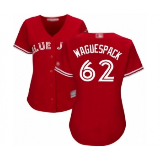 Women's Toronto Blue Jays 62 Jacob Waguespack Authentic Scarlet Alternate Baseball Player Jersey