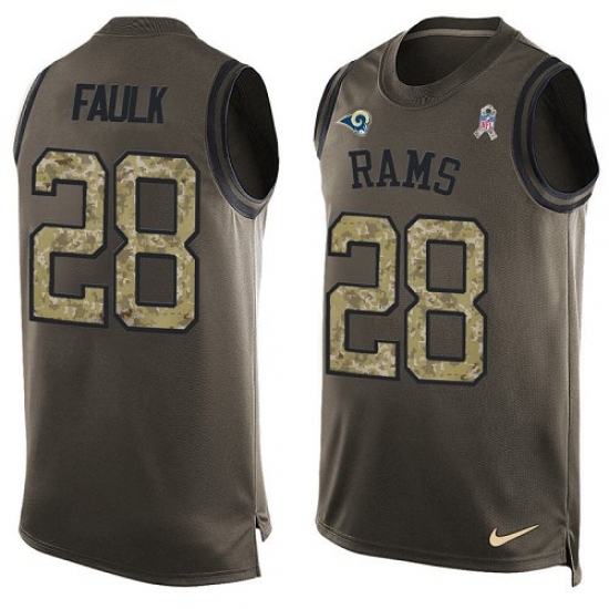 Men's Nike Los Angeles Rams 28 Marshall Faulk Limited Green Salute to Service Tank Top NFL Jersey