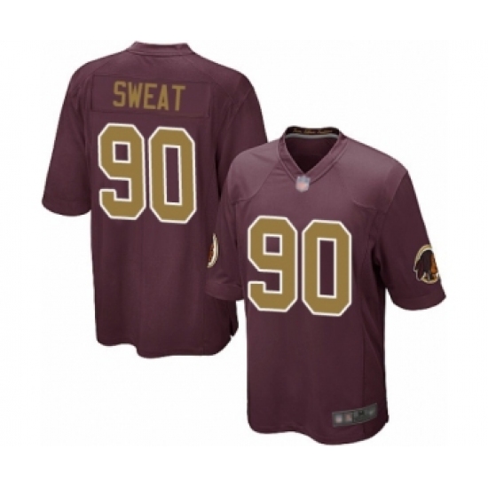 Men's Washington Redskins 90 Montez Sweat Game Burgundy Red Gold Number Alternate 80TH Anniversary Football Jersey