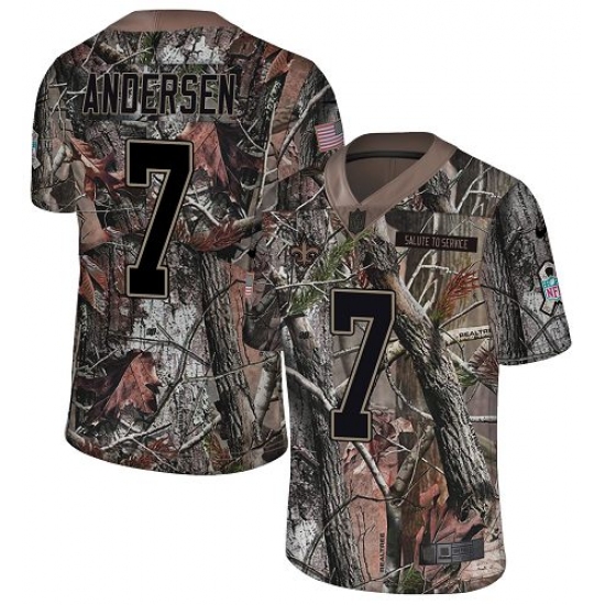 Men's Nike New Orleans Saints 7 Morten Andersen Camo Rush Realtree Limited NFL Jersey