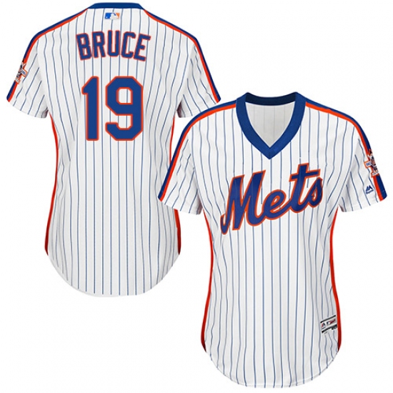 Women's Majestic New York Mets 19 Jay Bruce Authentic White Alternate Cool Base MLB Jersey