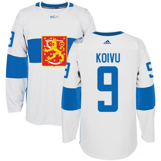 Men's Adidas Team Finland 9 Mikko Koivu Authentic White Home 2016 World Cup of Hockey Jersey