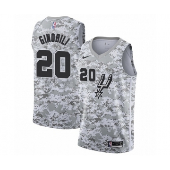 Men's San Antonio Spurs 20 Manu Ginobili White Swingman Jersey - Earned Edition