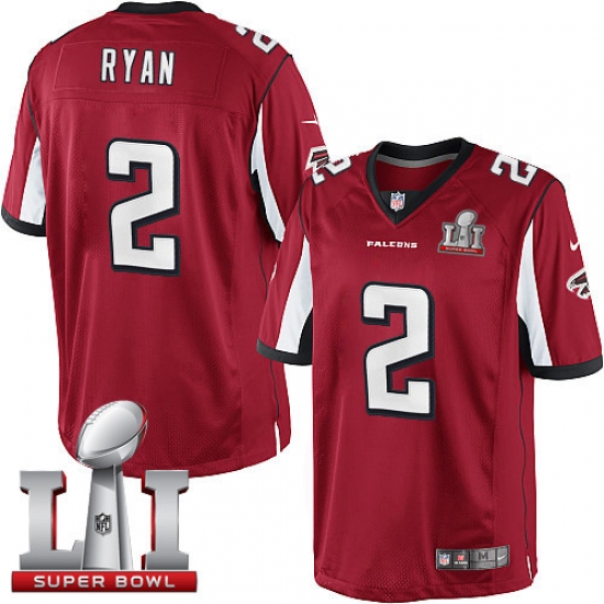 Men's Nike Atlanta Falcons 2 Matt Ryan Red Team Color Super Bowl LI 51 Vapor Untouchable Limited Player NFL Jersey