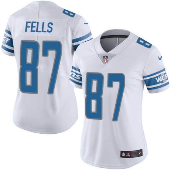 Women's Nike Detroit Lions 87 Darren Fells Elite White NFL Jersey