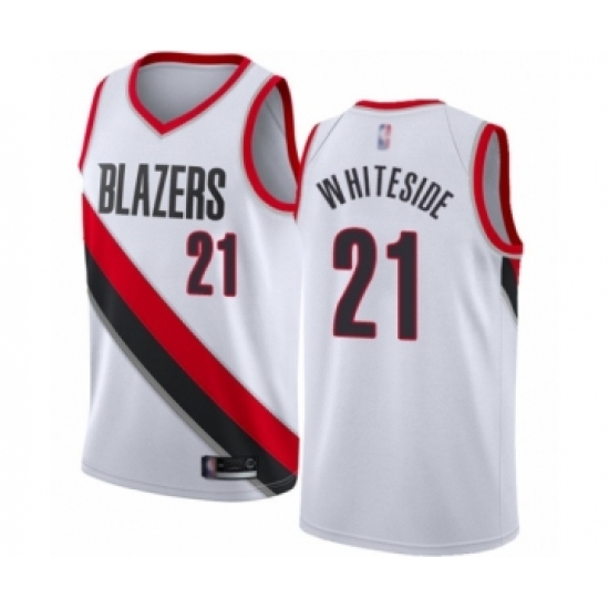 Youth Portland Trail Blazers 21 Hassan Whiteside Swingman White Basketball Jersey - Association Edition