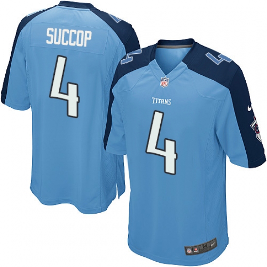 Men's Nike Tennessee Titans 4 Ryan Succop Game Light Blue Team Color NFL Jersey