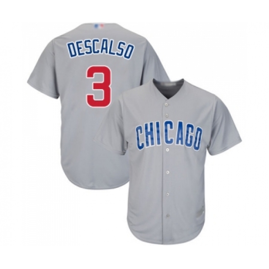 Men's Chicago Cubs 3 Daniel Descalso Replica Grey Road Cool Base Baseball Jersey