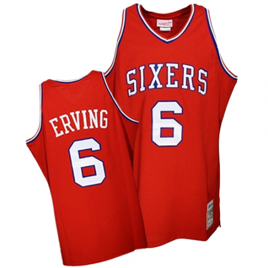 Men's Mitchell and Ness Philadelphia 76ers 6 Julius Erving Authentic Red Throwback NBA Jersey