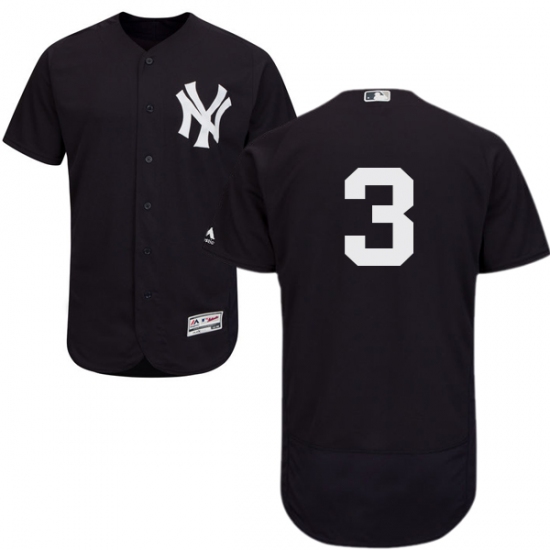 Men's Majestic New York Yankees 3 Babe Ruth Navy Blue Alternate Flex Base Authentic Collection MLB Jersey