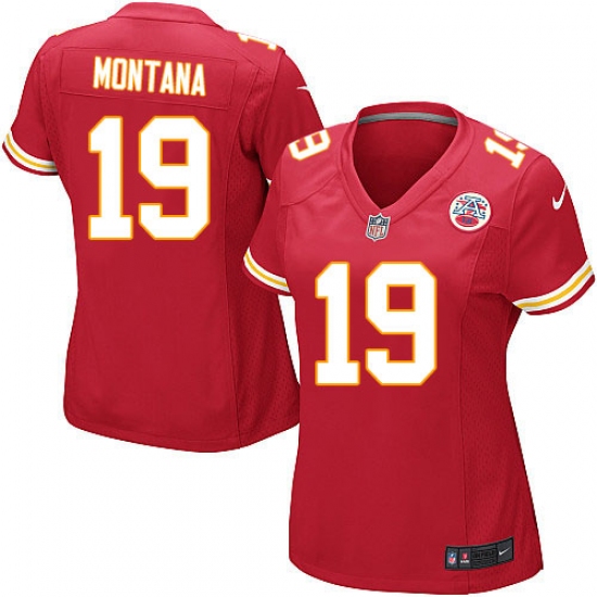 Women's Nike Kansas City Chiefs 19 Joe Montana Game Red Team Color NFL Jersey