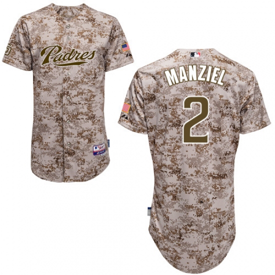 Men's Majestic San Diego Padres 2 Johnny Manziel Authentic Camo Alternate 2 Cool Base MLB Jersey