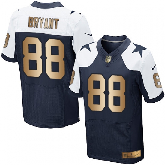 Men's Nike Dallas Cowboys 88 Dez Bryant Elite Navy/Gold Throwback Alternate NFL Jersey