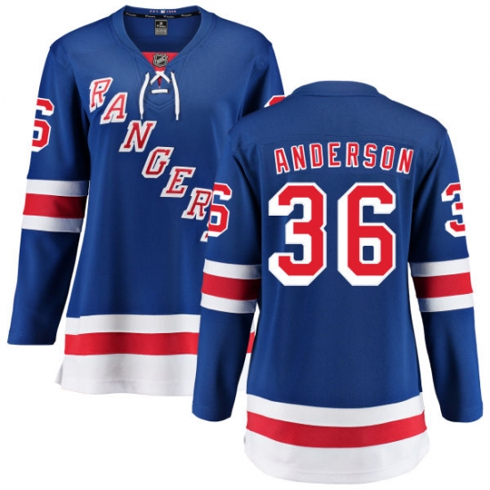 Women's New York Rangers 36 Glenn Anderson Fanatics Branded Royal Blue Home Breakaway NHL Jersey