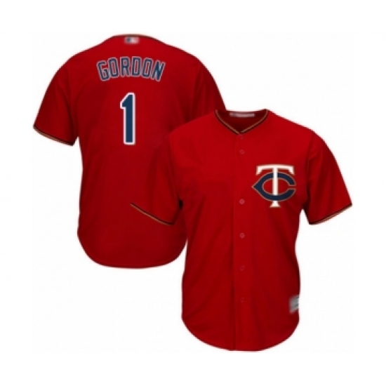 Youth Minnesota Twins 1 Nick Gordon Authentic Scarlet Alternate Cool Base Baseball Player Jersey