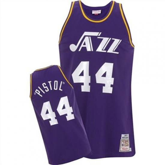 Men's Adidas Utah Jazz 44 Pete Maravich Authentic Purple Pistol NBA Jersey