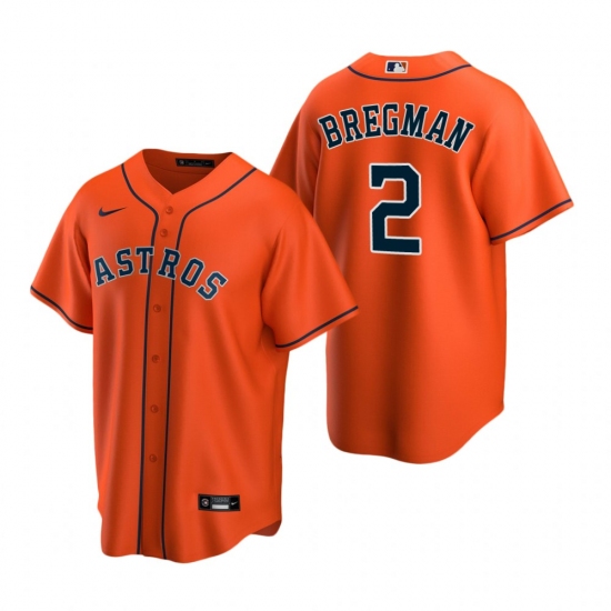 Men's Nike Houston Astros 2 Alex Bregman Orange Alternate Stitched Baseball Jersey