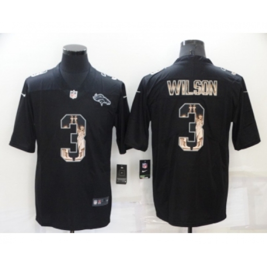 Men's Denver Broncos 3 Russell Wilson 2019 Black Statue Of Liberty Stitched NFL Nike Limited Jersey