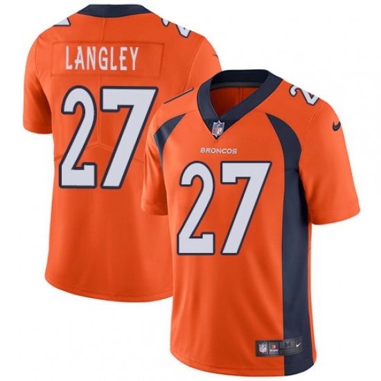 Men's Nike Denver Broncos 27 Brendan Langley Orange Team Color Vapor Untouchable Limited Player NFL Jersey