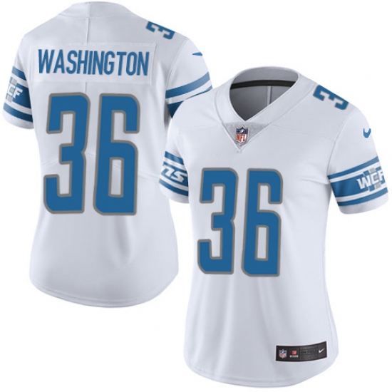 Women's Nike Detroit Lions 36 Dwayne Washington White Vapor Untouchable Elite Player NFL Jersey