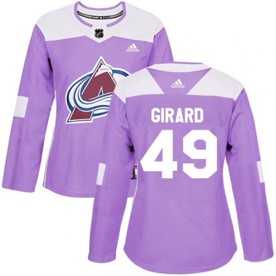 Women's Adidas Colorado Avalanche 49 Samuel Girard Authentic Purple Fights Cancer Practice NHL Jersey