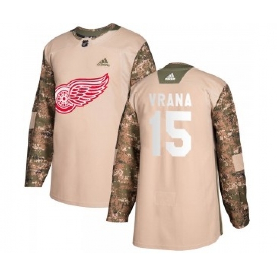 Men's Detroit Red Wings 15 Jakub Vrana Adidas Authentic Veterans Day Stitched Hockey Camo Jersey