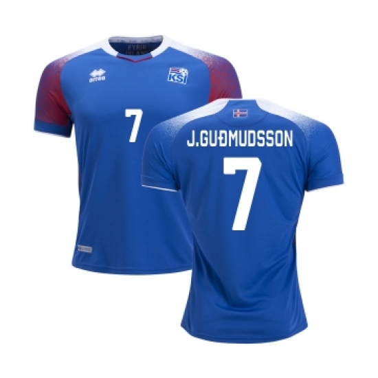 Iceland 7 J.GUDMUDSSON Home Soccer Country Jersey