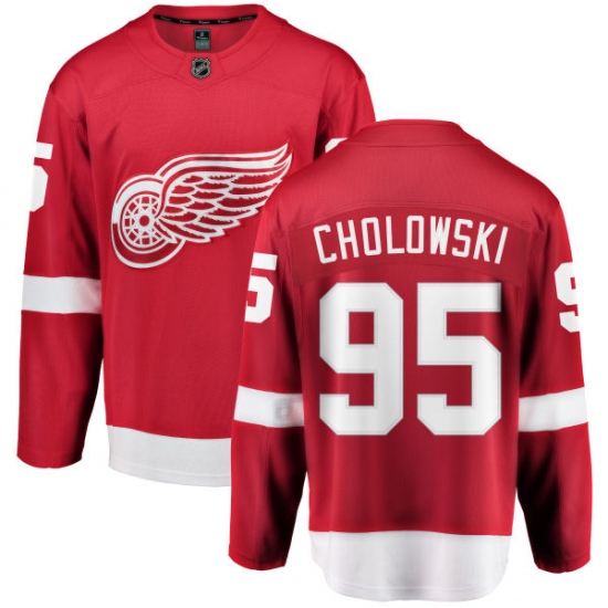 Youth Detroit Red Wings 95 Dennis Cholowski Fanatics Branded Red Home Breakaway NHL Jersey