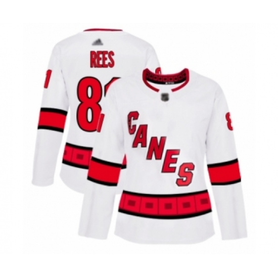 Women's Carolina Hurricanes 81 Jamieson Rees Authentic White Away Hockey Jersey