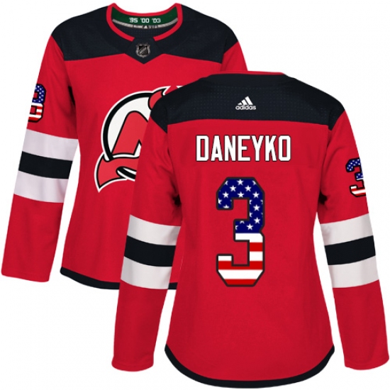 Women's Adidas New Jersey Devils 3 Ken Daneyko Authentic Red USA Flag Fashion NHL Jersey