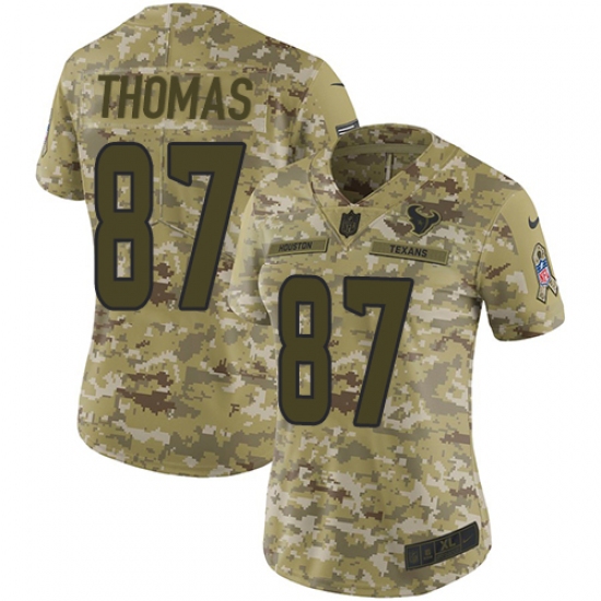 Women's Nike Houston Texans 87 Demaryius Thomas Limited Camo 2018 Salute to Service NFL Jersey