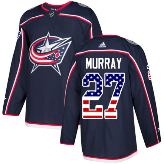 Men's Adidas Columbus Blue Jackets 27 Ryan Murray Authentic Navy Blue USA Flag Fashion NHL Jersey