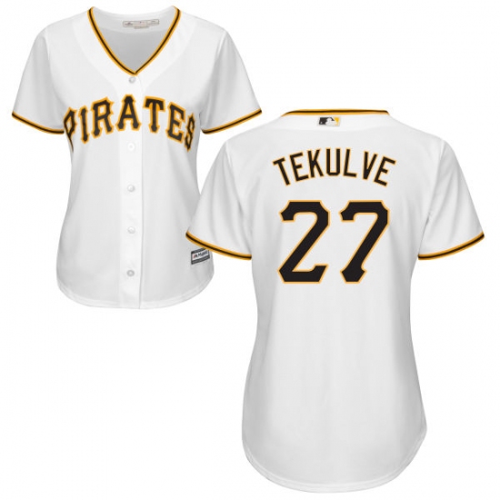 Women's Majestic Pittsburgh Pirates 27 Kent Tekulve Authentic White Home Cool Base MLB Jersey
