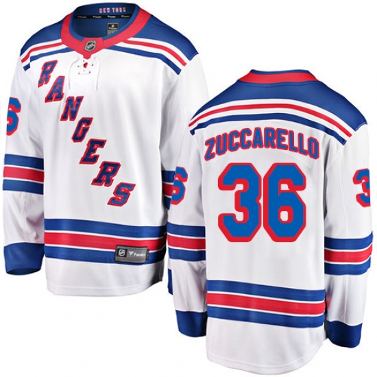 Men's New York Rangers 36 Mats Zuccarello Fanatics Branded White Away Breakaway NHL Jersey