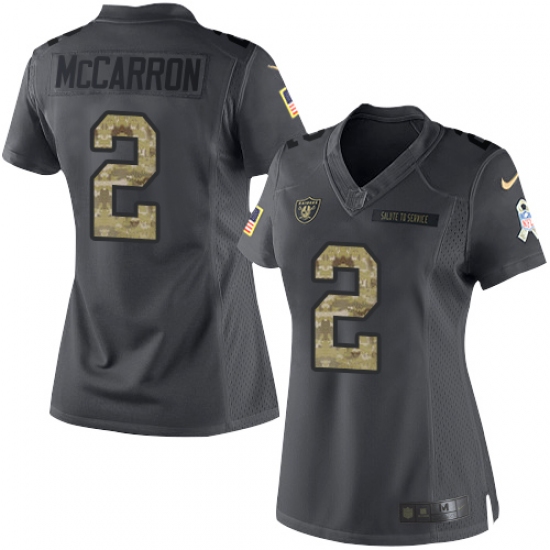 Women's Nike Oakland Raiders 2 AJ McCarron Limited Black 2016 Salute to Service NFL Jersey
