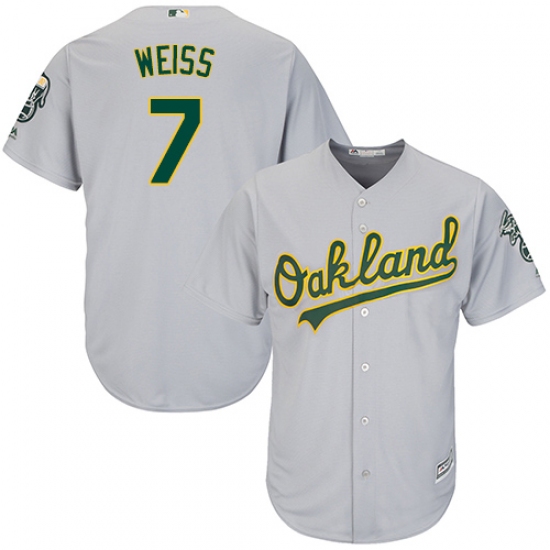 Youth Majestic Oakland Athletics 7 Walt Weiss Replica Grey Road Cool Base MLB Jersey