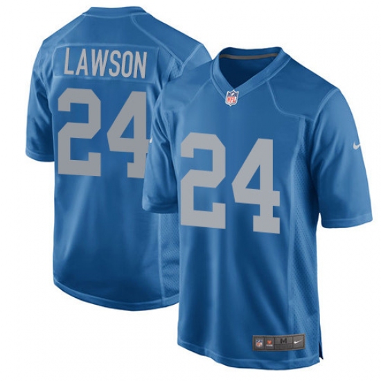 Men's Nike Detroit Lions 24 Nevin Lawson Game Blue Alternate NFL Jersey