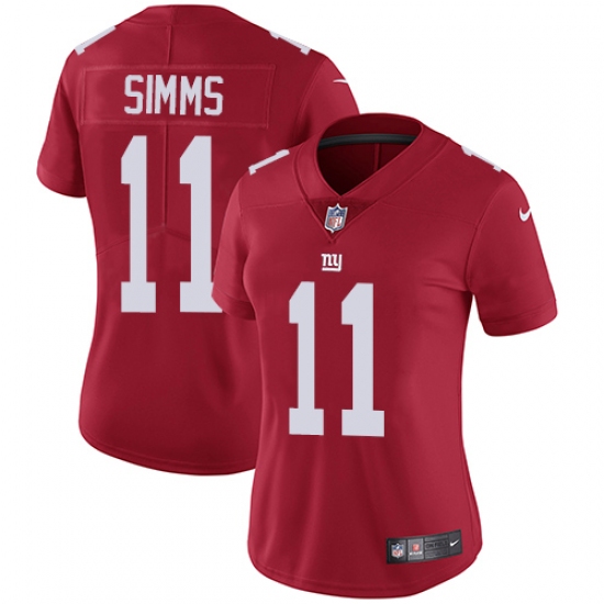 Women's Nike New York Giants 11 Phil Simms Red Alternate Vapor Untouchable Limited Player NFL Jersey