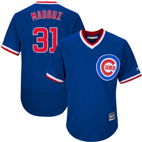 Men's Majestic Chicago Cubs 31 Greg Maddux Royal Blue Flexbase Authentic Collection Cooperstown MLB Jersey